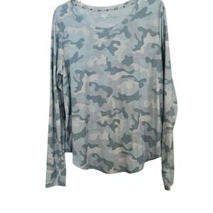Blue Camouflage Long Sleeve Shirt Top Women’s Zelos Sz 1X